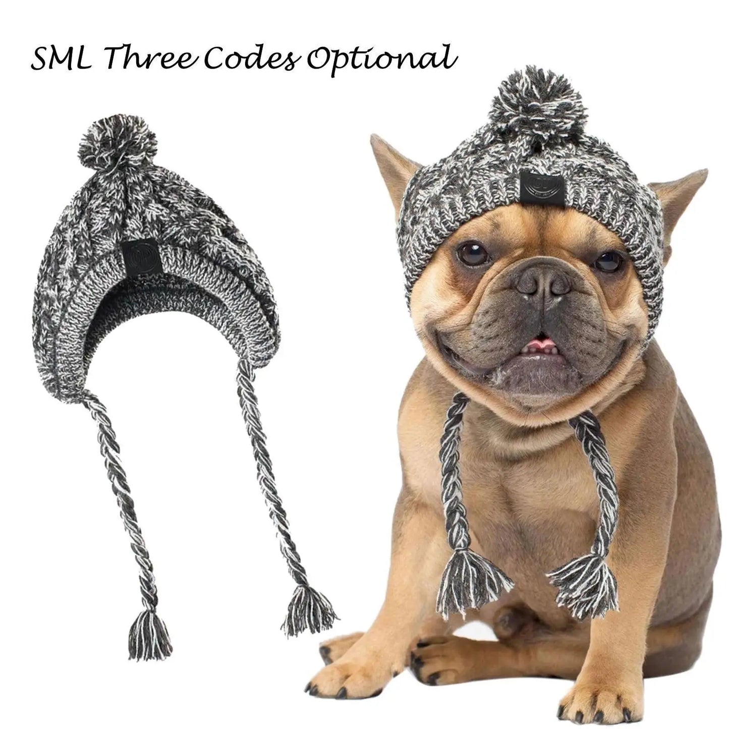 Winter Warm Dog Hats Windproof Woolen Knitting French Bulldog Hat Woven Hat For Bago Plush Ball Puppy Accessories Pet Hat S8T5